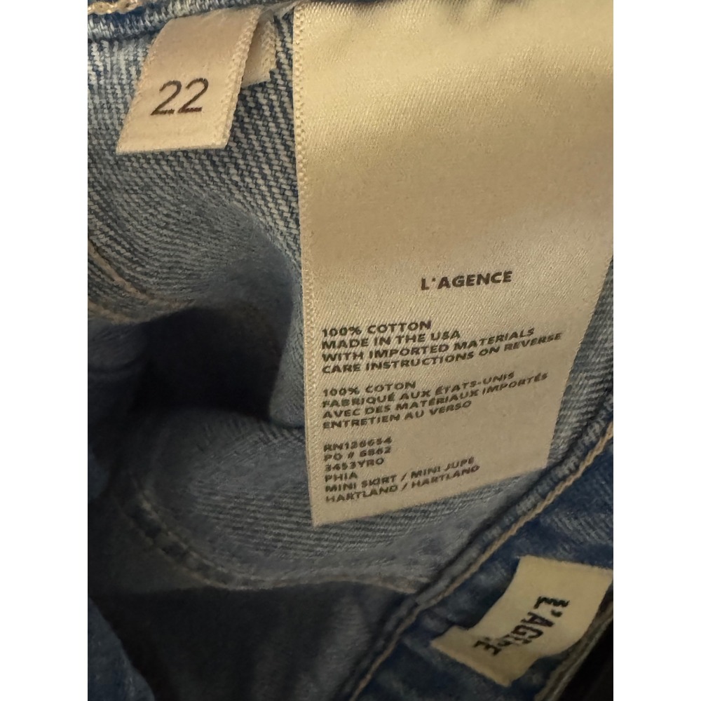 L'AGENCE Denim Button Front A Line Mini Skirt Size‎ 22 (XXS) Blue Wash $265 NWOT - Picture 8 of 8